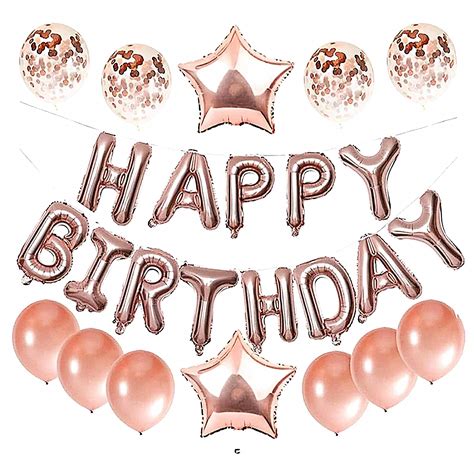 Buy Propsicle Pack Of 25 Rose Gold Theme Happy Birthday Letters
