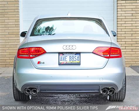 awe tuning track edition performance exhaust 90mm quad diamond black tips audi s4 3 0t 2010 2016