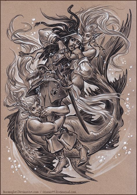 Captain Jack Sparrow In The Claws Of The Mermaids By Bormoglot On