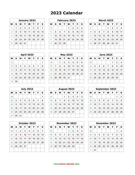 2023 Calendar Pdf Word Excel Free 2023 Calendar Free Printable Online