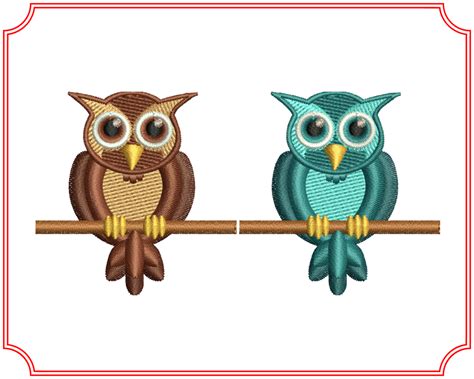 Two Owls Machine Embroidery Design Pace Digitizing