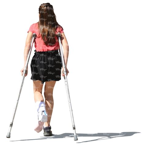 Young Girl Walking With Crutches Vishopper