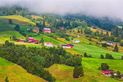 Norway Mountain Village Landscape Stock Photo Image Of Color Scenery