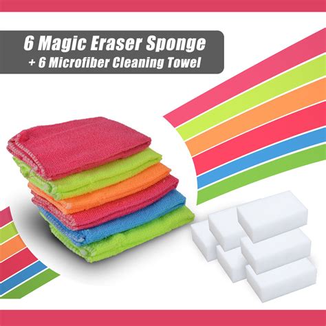 Buy 6 Pcs Magic Eraser Sponge 6 Pcs Microfiber Cleaning Towel Online