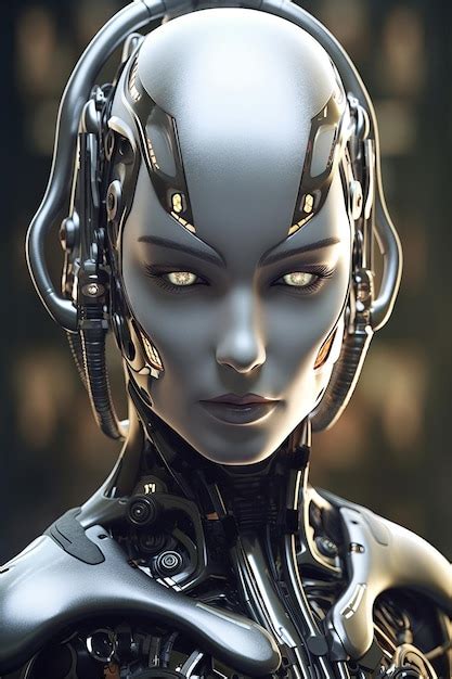 Premium Ai Image A Female Cyborg With Glowing Eyes And A Glowing Face