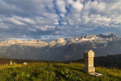 Dolomites On Italian And Slovenian Border Around Mountain Monte Ursic