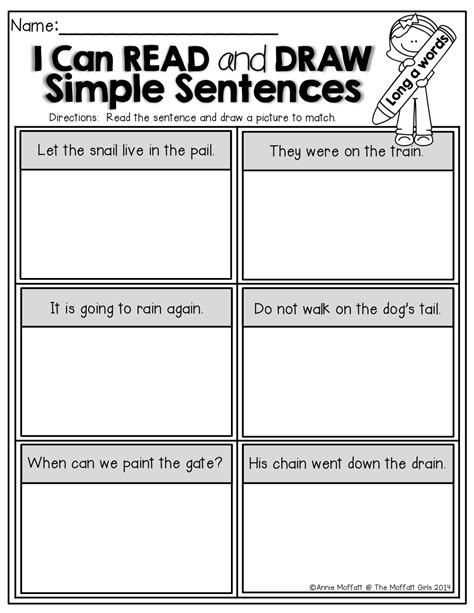 Simple Sentence Worksheet Kindergarten Reading
