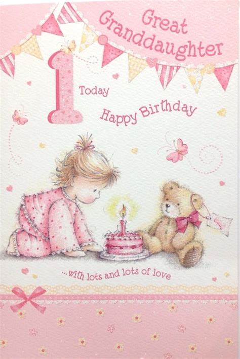 Great Granddaughter Age 1 1st Birthday Card ~ Special Verse ~ Beautiful