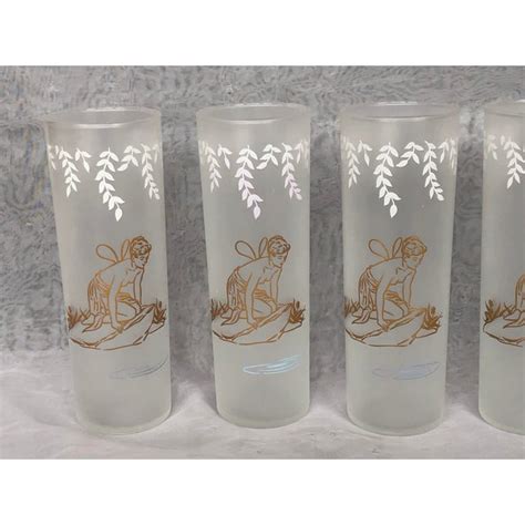 Vintage 1960s Libbey Glassware White Rock Fairy Frosted Tom Collins