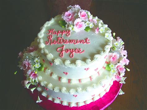 A fun cake to make for a friend or family member who is retiring from the work force, this enjoy your retirement cake features an updated clock of what can be done with all the awesome elegant retirement cakes designs image. Pink floral Retirement Cake photo.jpg (1 comment) Hi-Res ...