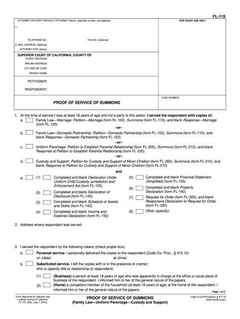 Get the free fillable 1032 form online. 2005 Form CA FL-115 Fill Online, Printable, Fillable ...