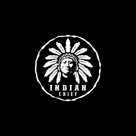 American Native Indian Chief Logo Design Vector Illustration Royalty
