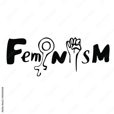vector handwritten lettering feminism black ink on white logo feminism the international