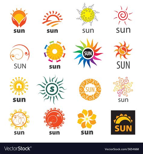 Big Set Of Logos Sun Royalty Free Vector Image