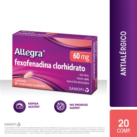 Allegra 60mg Comprimidos X 20 Sanofi Aventis Argentina Sa Venta