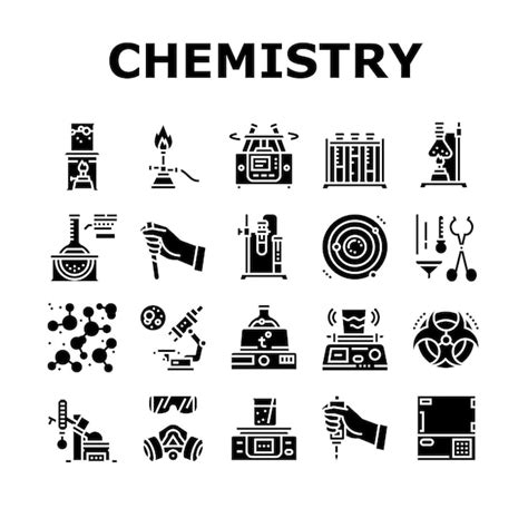 Premium Vector Chemistry Laboratory Collection Icons Set Vector