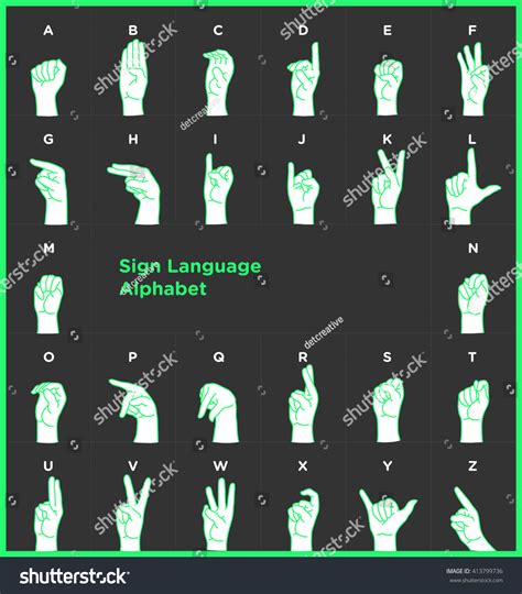 Sign Language Alphabet Stock Vector Illustration 413799736 Shutterstock