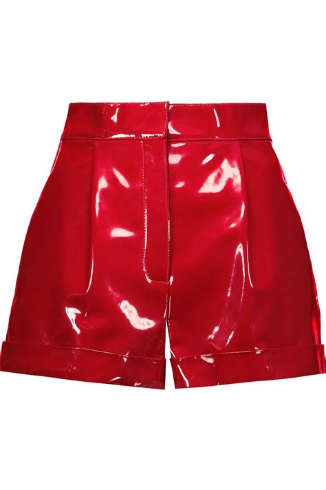 Valentino Pleated Faux Patent Leather Shorts Modesens Kpop Fashion