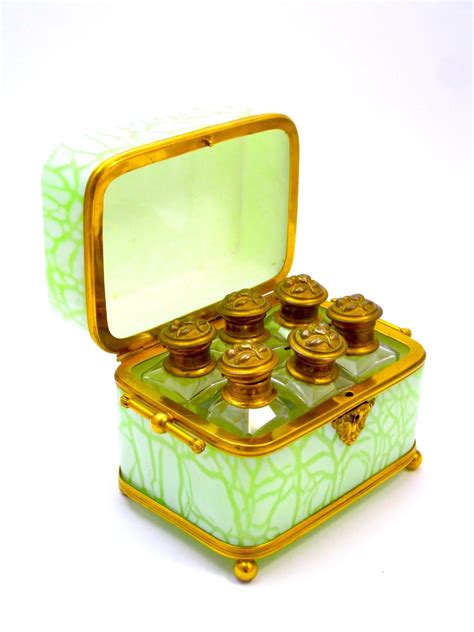 Rare Design Large Antique Baccarat Opaline Glass Perfume Casket In