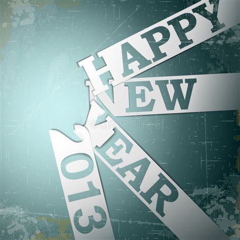 Happy New Year Paper Strips With Shadows On Grunge Stock Vector