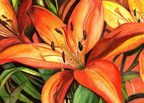 Tiger Lilies Painting By Elaine Hodges Pixels