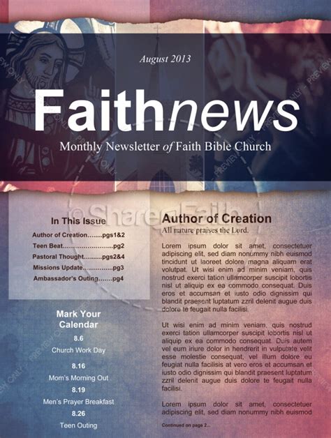 Define Church Newsletter Template Sharefaith Media