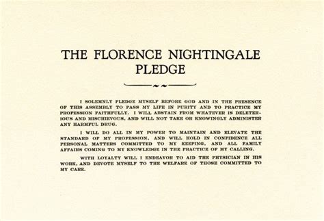 A Printed Card Florence Nightingale Nightingale Pledge