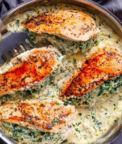 This easy artichoke chicken recipe makes an incredibly delicious meal with baked chicken pieces & marinated artichoke hearts! Spinach Artichoke Dip Stuffed Chicken - Recipes - Faxo