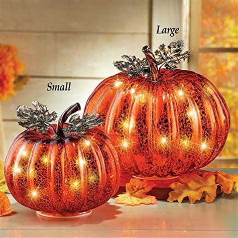 Collections Etc Festive Lighted Glass Pumpkins Indoor Fall Tabletop