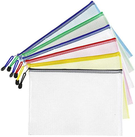 Sunee Mesh Zipper Pouch Document Bag6 Colors 18 Pack