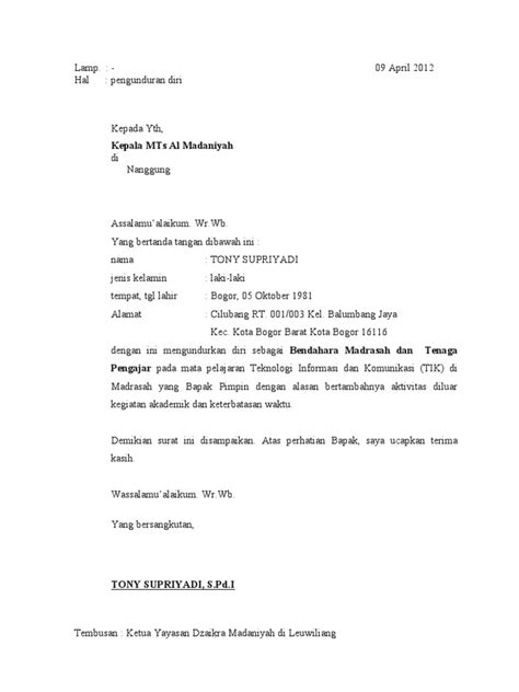 6.12 contoh surat resign simple. Contoh Surat Pengunduran Diri Dari Ketua Rt - Kumpulan ...