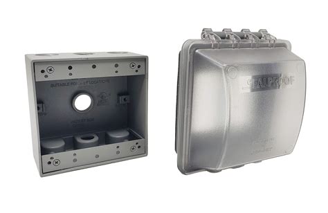Sealproof 2 Gang Weatherproof Exterior In Use Outlet Cover And Box Kit Double Gang Metallic