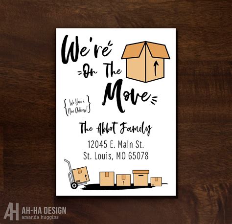 Were On The Move Printable Announcement Card Change Of Etsy Change