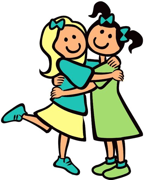 01 Girls Hugging As Best Friends Hug Cartoon Friend Cartoon 4