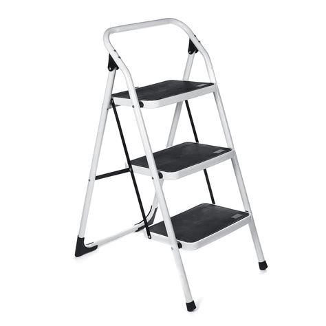 Kadell Foldable 3 Step Ladder Lightweight Anti Slip Safety Tread Step