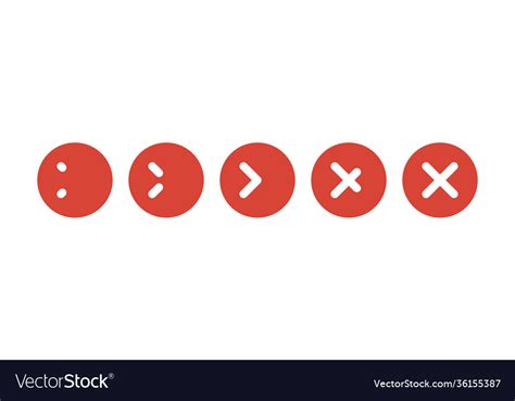 Cancel Button Animation Kit Check Mark Red Color Vector Image