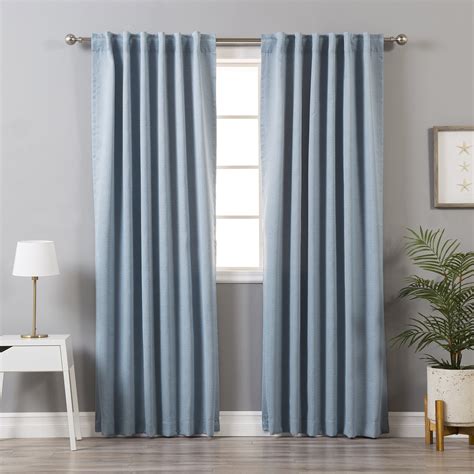 Quality Home Linen Print Room Darkening Curtains - Blue - 52" x 84