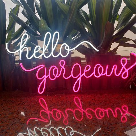 Hello Gorgeous Neon Signs Light Custom Bar Home Makeup Logo Etsy