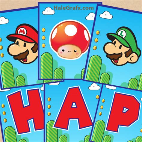 Free Printable Super Mario Bros Birthday Banner