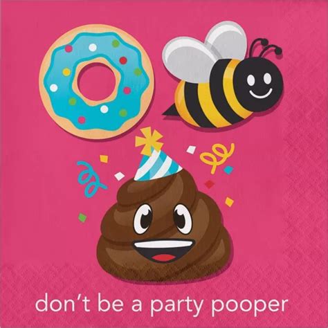 Poop Emoji Emoticons Cute Kids Birthday Party Paper Luncheon Napkins