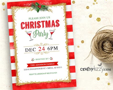 Christmas Party Invitation Printable Holiday Invitations Winter Party Invite Personalized