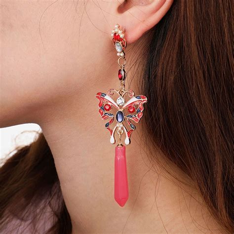 New Design Women Butterfly Dangle Earrings Metal Sequins Tassels