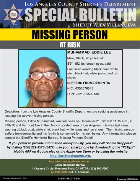 La Sheriffs Department Is Seeking Help In Locating Missing Los