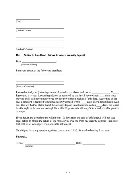 Deposit Return Request Letter Form Fill Out And Sign Printable Pdf