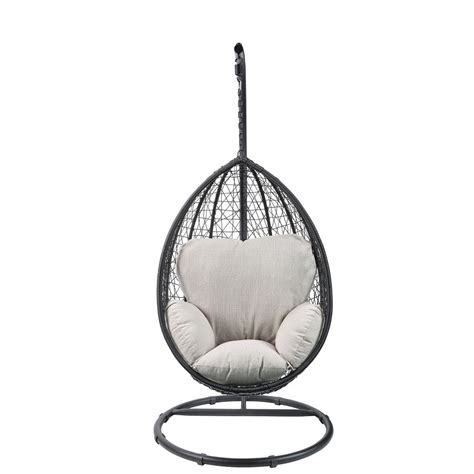 Indoor Outdoor Hanging Egg Chair With Stand Thick Cushion Swing Chair
