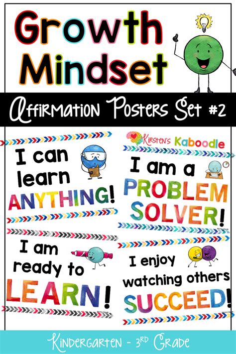 Growth Mindset Posters Bulletin Board Set 2 For Primary Grades