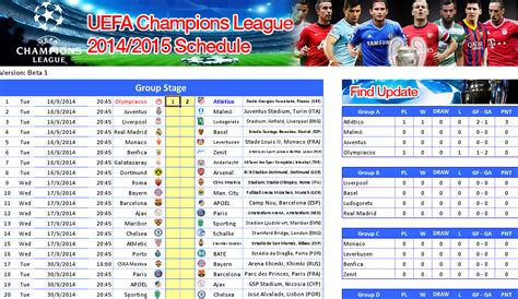 Free Download Uefa Champions League 20142015 Schedule File Excel