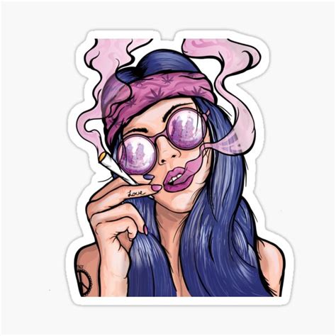 Hippy Stoner Girl Sticker For Sale By Bluecherryuk Redbubble