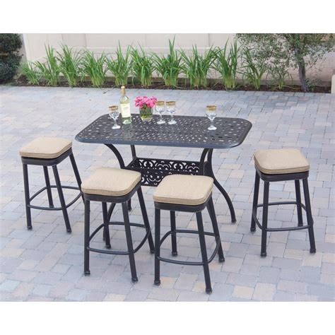 Darlee Classic 5 Piece Cast Aluminum Patio Backless Square Counter