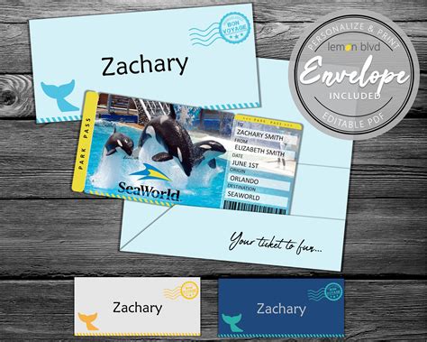 Seaworld Trip Tickets Printable Seaworld Ticket Digital | Etsy